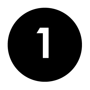 Black square with a bold white number 1 centered in the middle