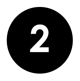 Black square with a bold white number 2 centered in the middle